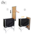 NPOT Bamboo Top Fold Up Collapsible Camping Table With Storage Bag Portable Camp Cabinet